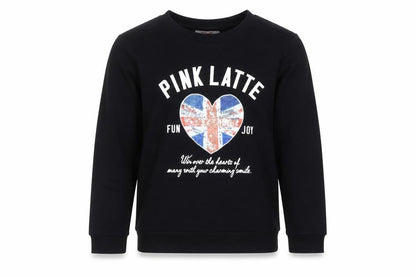 Pink Latte Girls Black 8 Years Pullover Sweatshirt Graphic Print
