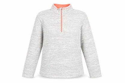 Decathlon Girls Grey Fleece Pullover Sweatshirt 14 Years High Neck 1/4 Zip