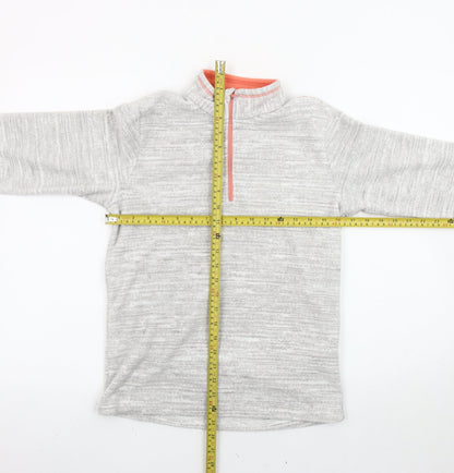 Decathlon Girls Grey Fleece Pullover Sweatshirt 14 Years High Neck 1/4 Zip