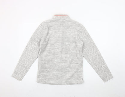 Decathlon Girls Grey Fleece Pullover Sweatshirt 14 Years High Neck 1/4 Zip