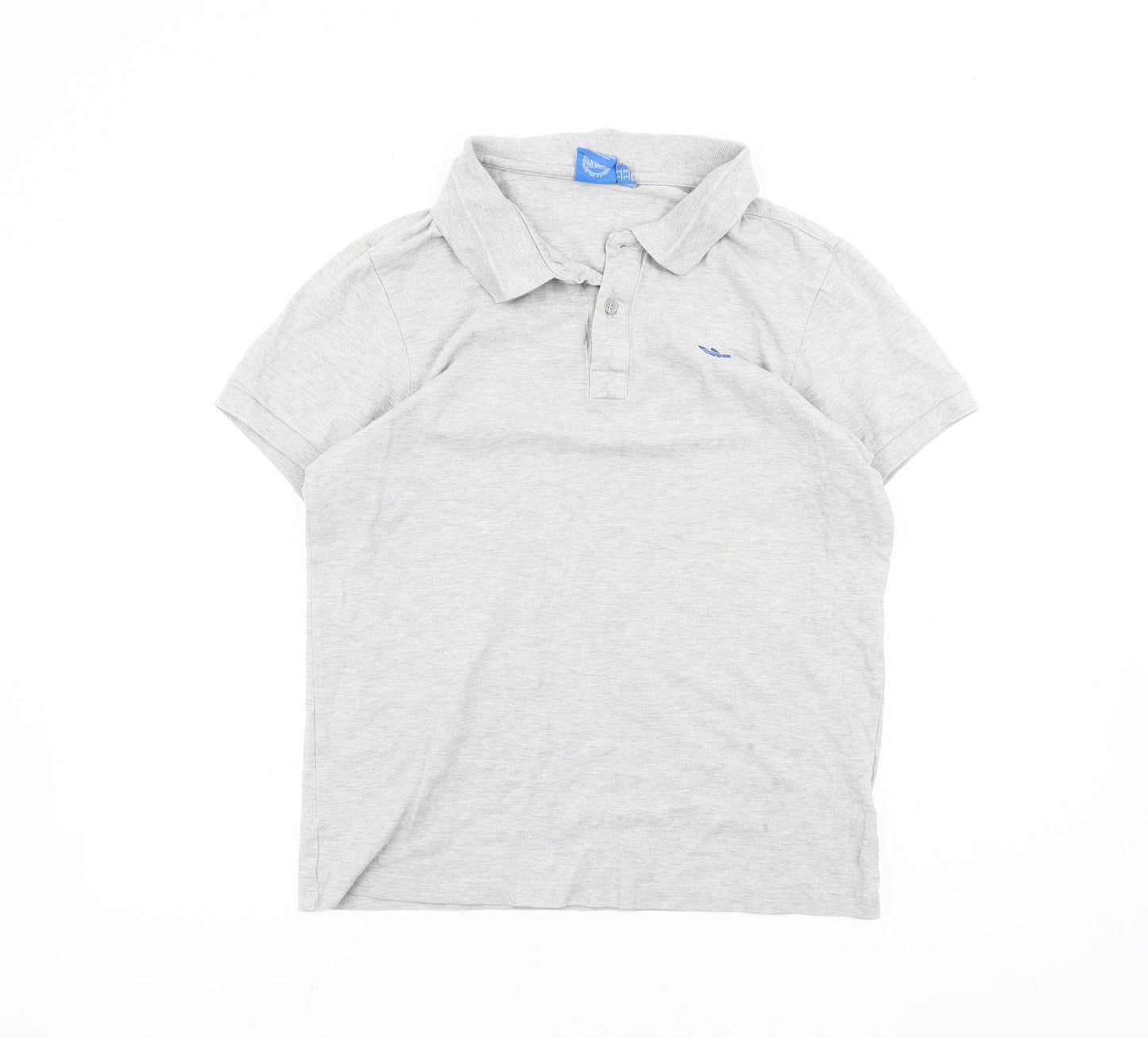 Adidas Men’s Grey M Polo Shirt Short Sleeve Cotton Logo Casual