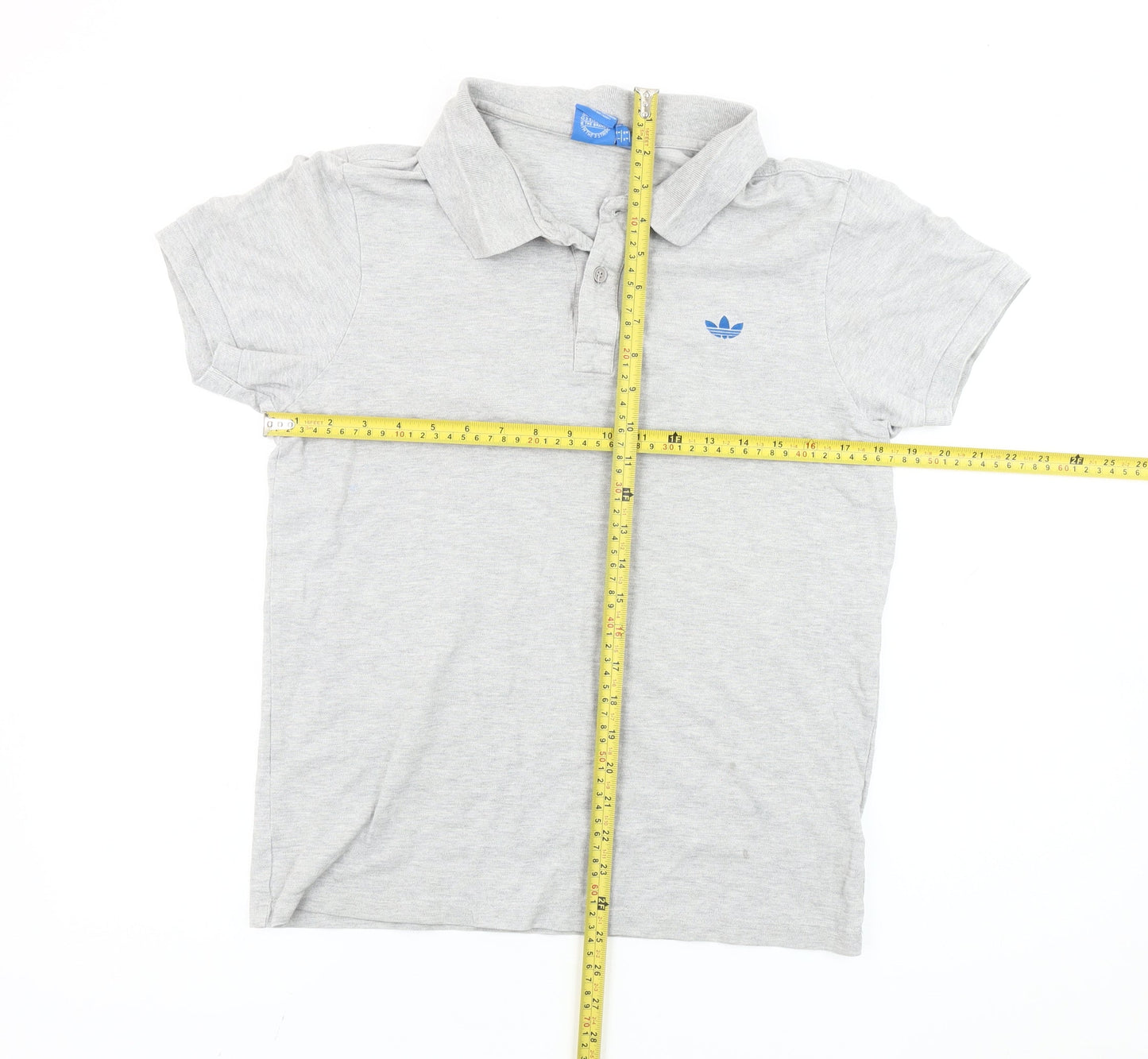 Adidas Men’s Grey M Polo Shirt Short Sleeve Cotton Logo Casual