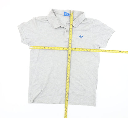 Adidas Men’s Grey M Polo Shirt Short Sleeve Cotton Logo Casual