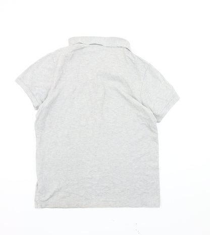 Adidas Men’s Grey M Polo Shirt Short Sleeve Cotton Logo Casual