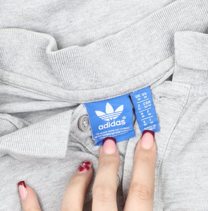 Adidas Men’s Grey M Polo Shirt Short Sleeve Cotton Logo Casual