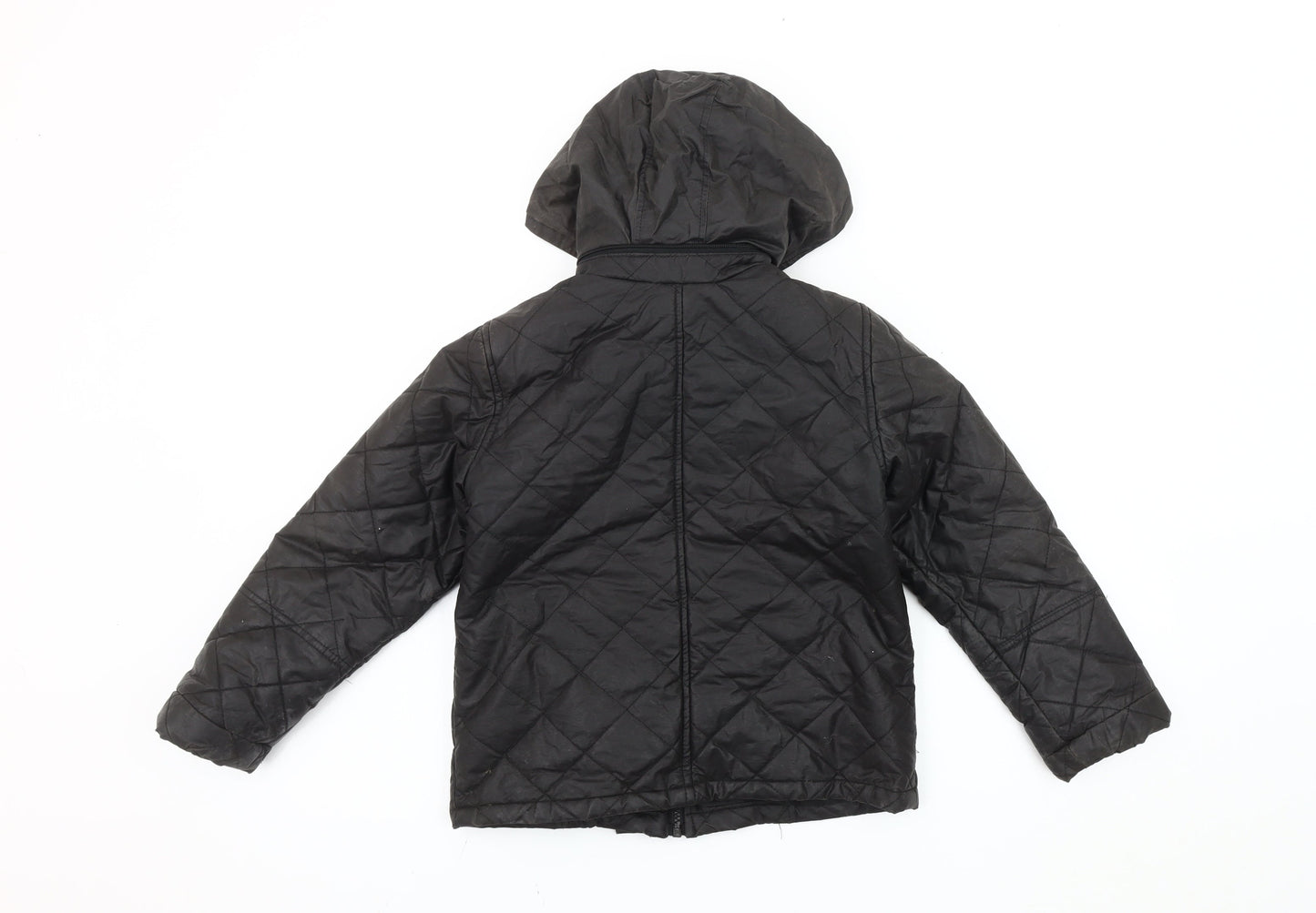 Ben Sherman Boys Black Quilted Hooded Jacket 7-8 Years Winter Padded Coat