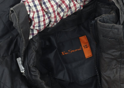 Ben Sherman Boys Black Quilted Hooded Jacket 7-8 Years Winter Padded Coat