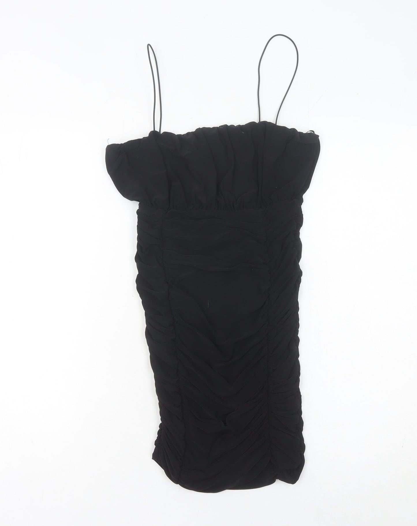 Pink Vanilla Women’s Black Ruched Bodycon Mini Dress Size 8 Party