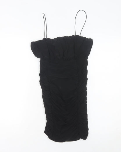 Pink Vanilla Women’s Black Ruched Bodycon Mini Dress Size 8 Party