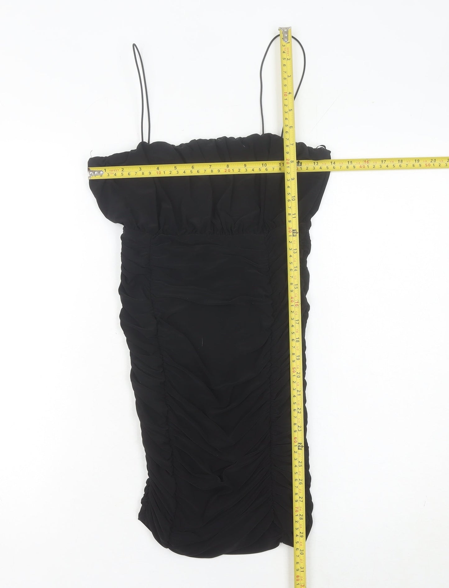 Pink Vanilla Women’s Black Ruched Bodycon Mini Dress Size 8 Party