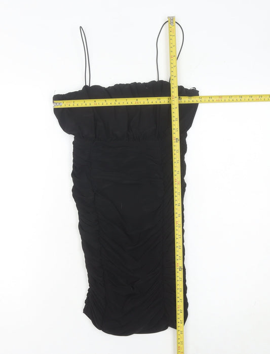 Pink Vanilla Women’s Black Ruched Bodycon Mini Dress Size 8 Party