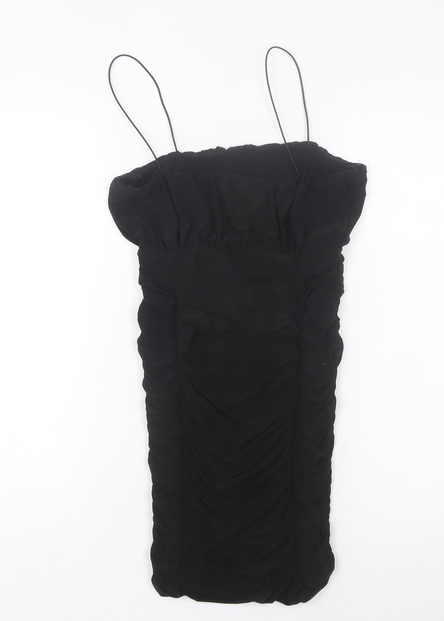 Pink Vanilla Women’s Black Ruched Bodycon Mini Dress Size 8 Party