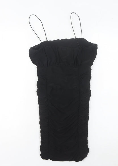 Pink Vanilla Women’s Black Ruched Bodycon Mini Dress Size 8 Party