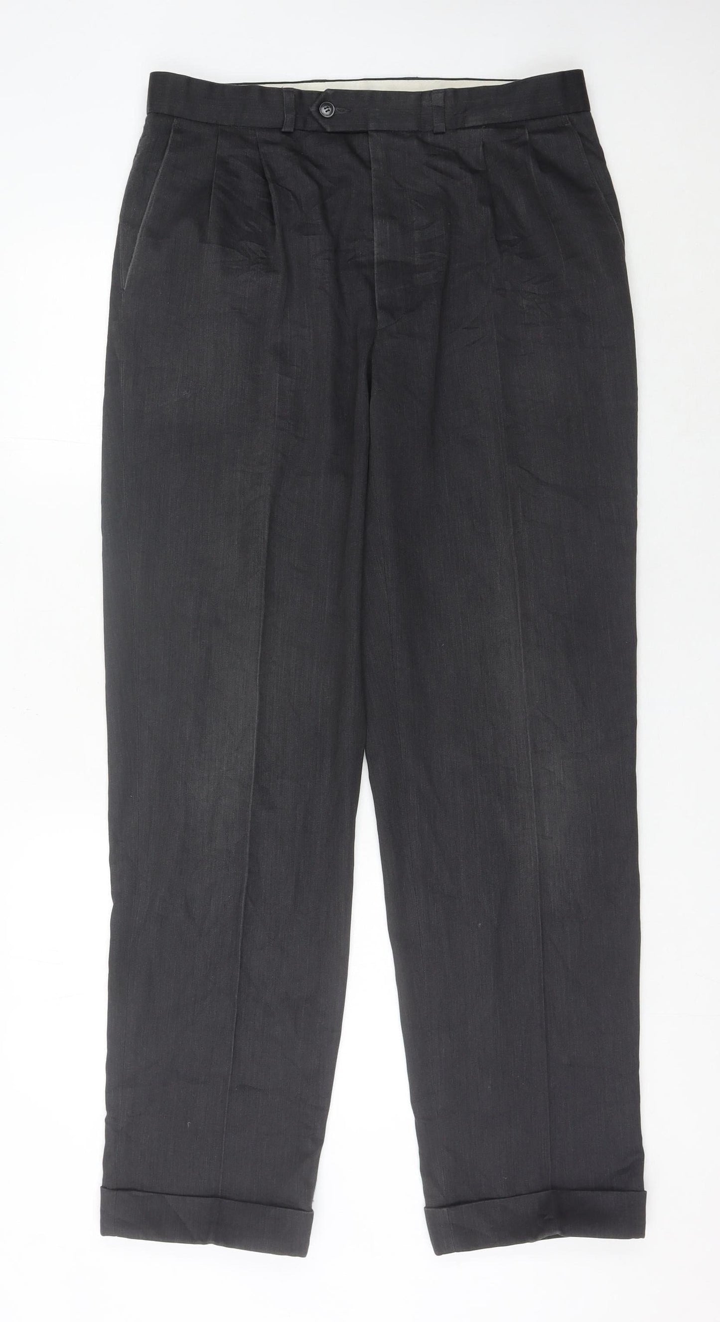 Marks & Spencer Men’s Grey 34x33 Pleated Dress Trousers Vintage