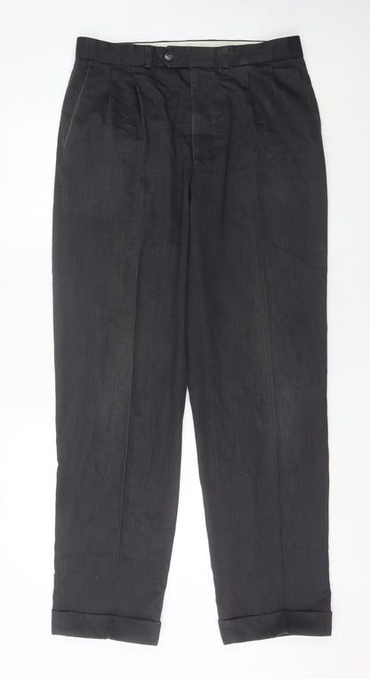 Marks & Spencer Men’s Grey 34x33 Pleated Dress Trousers Vintage
