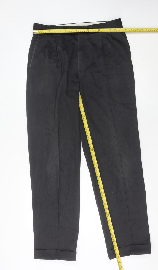 Marks & Spencer Men’s Grey 34x33 Pleated Dress Trousers Vintage