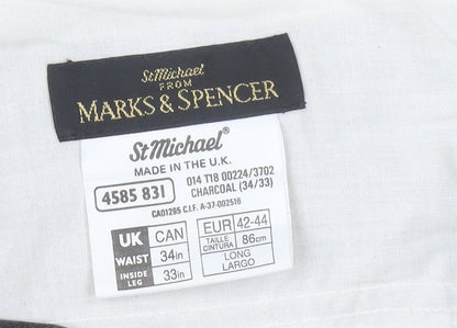Marks & Spencer Men’s Grey 34x33 Pleated Dress Trousers Vintage