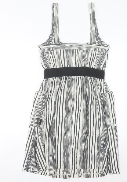 Firetrap Women's Black Striped Short Pinafore Dress Size S Casual Summer