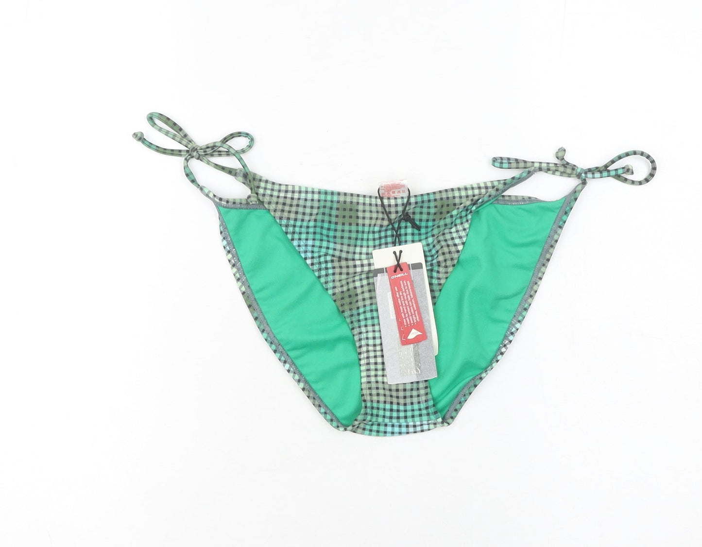 O'Neill Women Green Check Bikini Swim Bottom Size 12 Adjustable