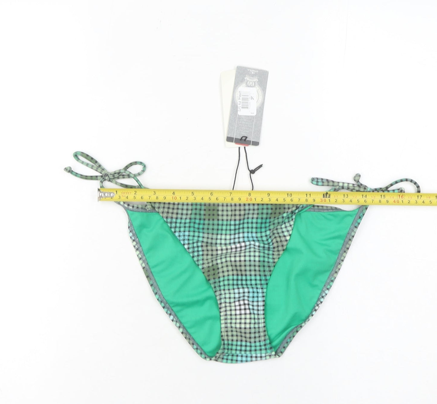 O'Neill Women Green Check Bikini Swim Bottom Size 12 Adjustable