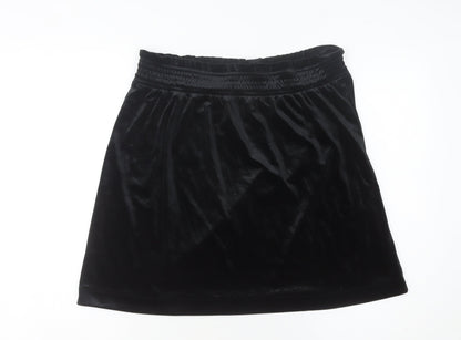 Monki Women’s Black Velvet Short Skirt L High Rise Elastic Waist