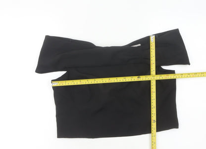 Coast Women’s Black Off-Shoulder Cropped Blouse UK 16 Woven Zip Party Top