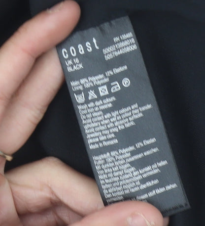 Coast Women’s Black Off-Shoulder Cropped Blouse UK 16 Woven Zip Party Top