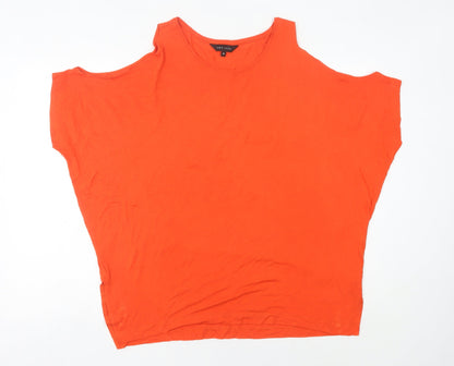 New Look Women’s Orange Cold Shoulder Jersey T-Shirt Size 16