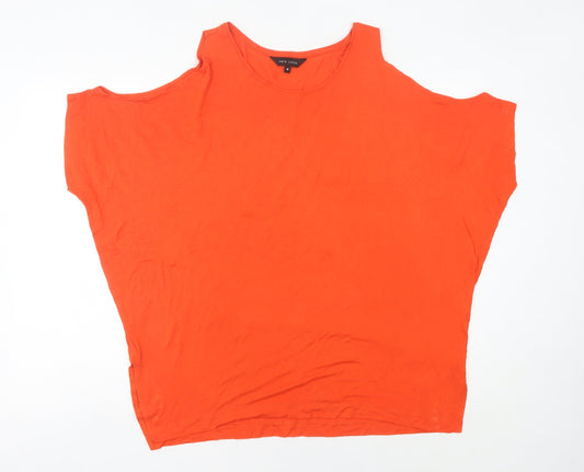 New Look Women’s Orange Cold Shoulder Jersey T-Shirt Size 16
