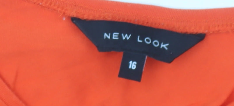 New Look Women’s Orange Cold Shoulder Jersey T-Shirt Size 16