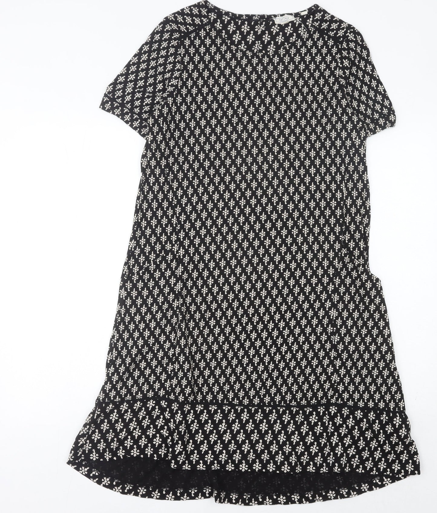 Fat Face Women’s Black Geometric Shift Dress Size 10 Knee Length