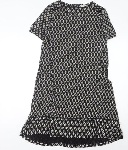 Fat Face Women’s Black Geometric Shift Dress Size 10 Knee Length