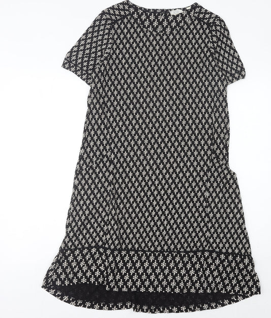 Fat Face Women’s Black Geometric Shift Dress Size 10 Knee Length