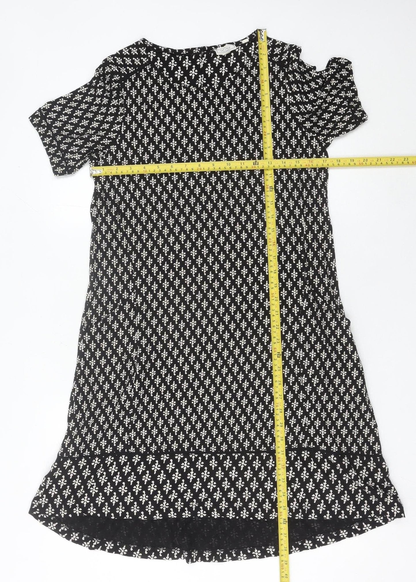 Fat Face Women’s Black Geometric Shift Dress Size 10 Knee Length