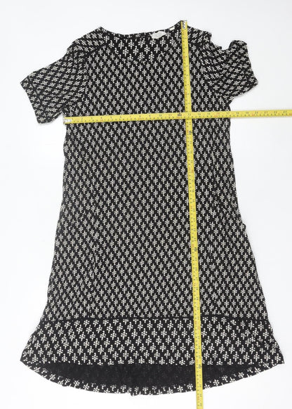 Fat Face Women’s Black Geometric Shift Dress Size 10 Knee Length