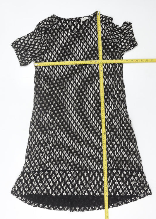 Fat Face Women’s Black Geometric Shift Dress Size 10 Knee Length