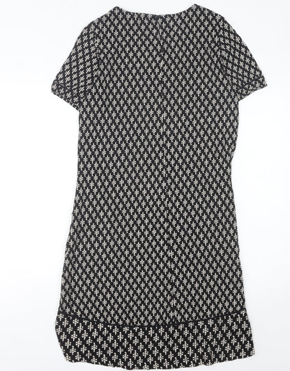 Fat Face Women’s Black Geometric Shift Dress Size 10 Knee Length