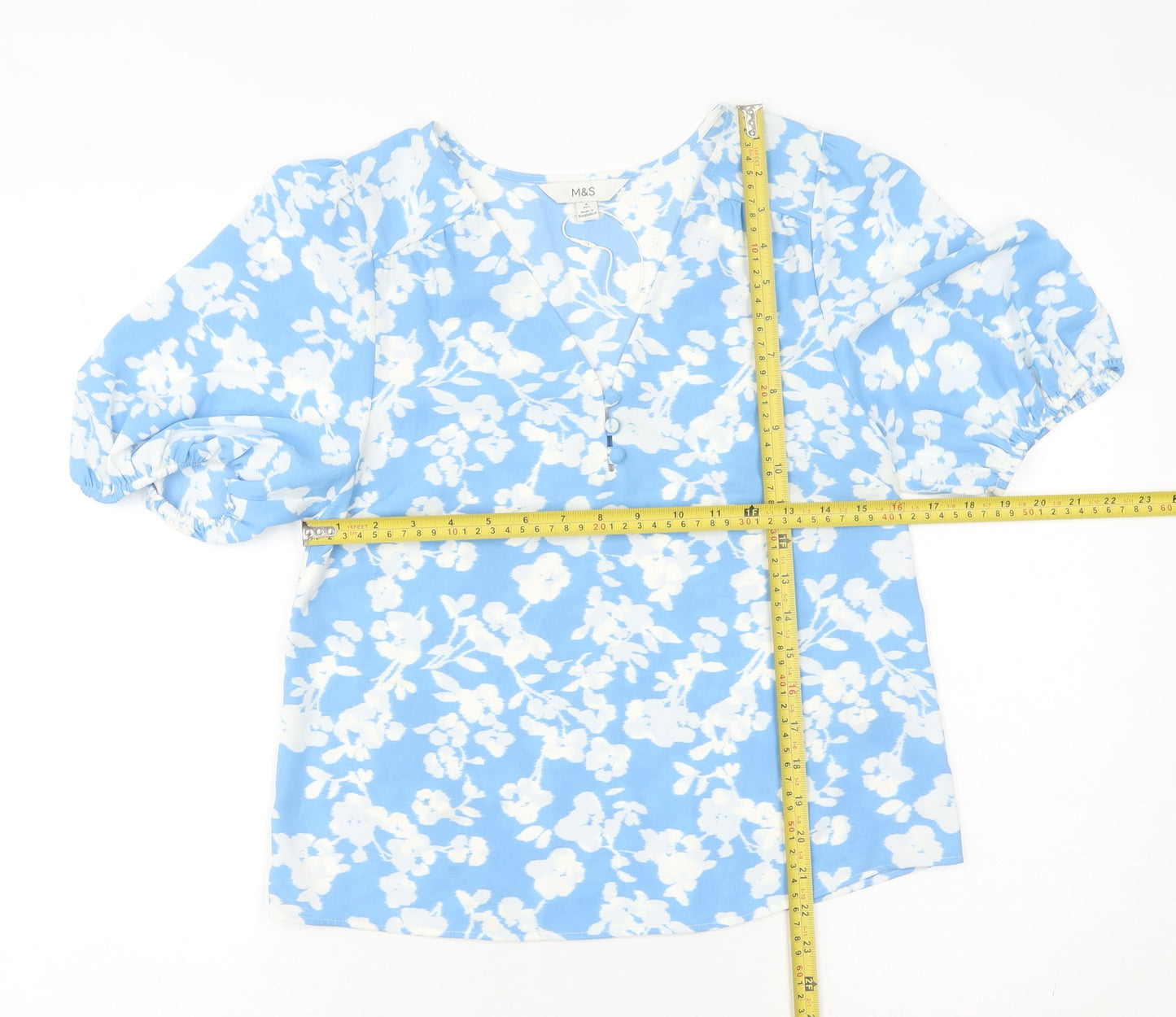 Womens UK Size 6 Marks and Spencer Blue Basic Blouse