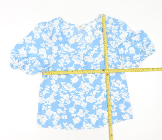 Womens UK Size 6 Marks and Spencer Blue Basic Blouse