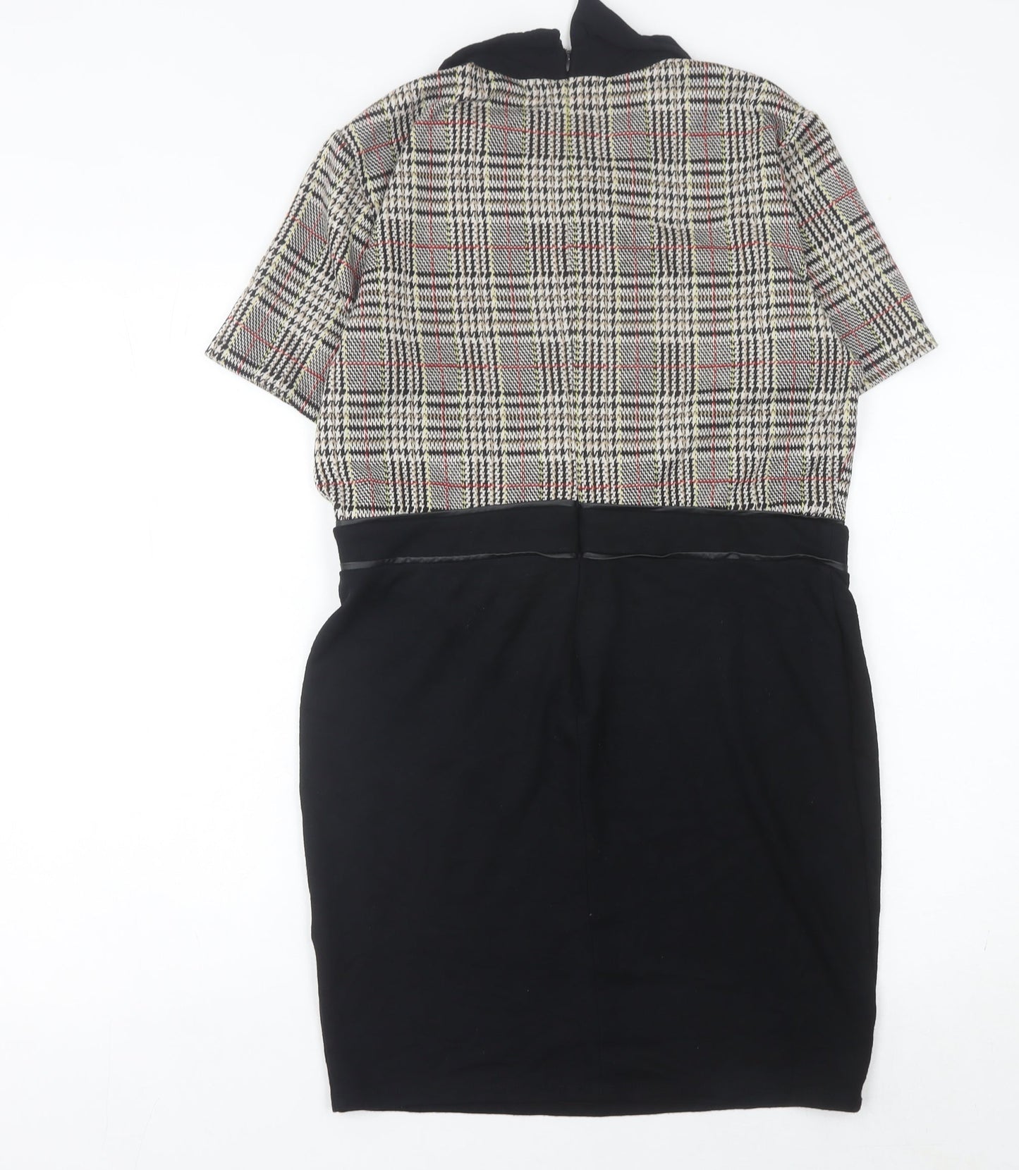 Select Women’s Black Check Collared Sheath Dress Size 16 Knee Length