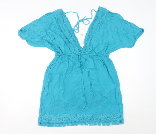 Accessorize Women’s Blue Viscose Kaftan Dress S Summer Crochet Detail