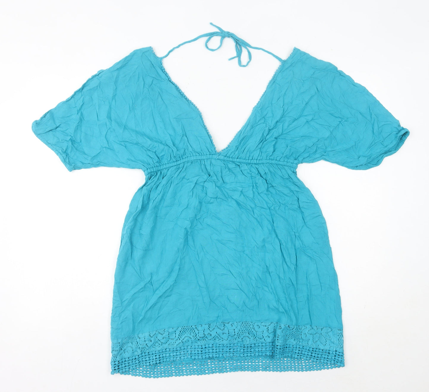 Accessorize Women’s Blue Viscose Kaftan Dress S Summer Crochet Detail