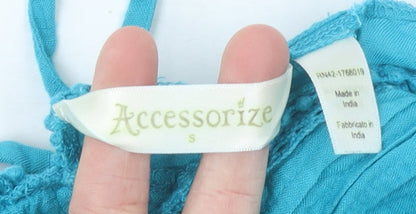 Accessorize Women’s Blue Viscose Kaftan Dress S Summer Crochet Detail