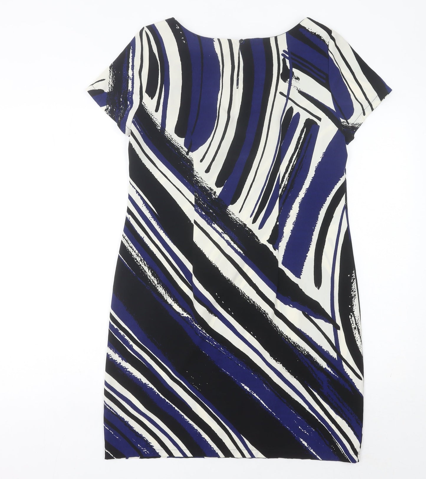 F&F Women’s Black Blue White Sheath Dress Size 10 Knee Length