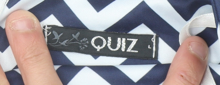 Quiz Women’s Blue Chevron Lace Trim Halter Playsuit Size L