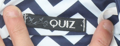 Quiz Women’s Blue Chevron Lace Trim Halter Playsuit Size L