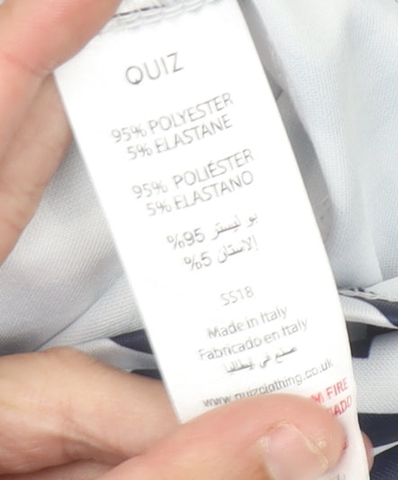 Quiz Women’s Blue Chevron Lace Trim Halter Playsuit Size L