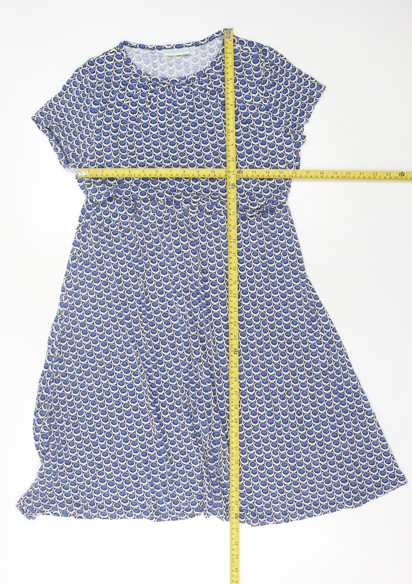 JoJo Maman Bébé Women’s Blue Geometric A-Line Knee Dress M