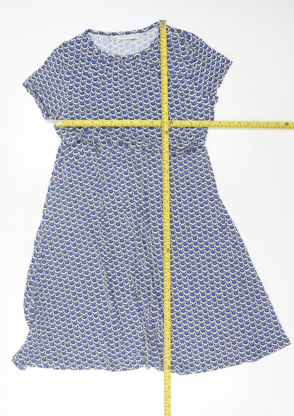 JoJo Maman Bébé Women’s Blue Geometric A-Line Knee Dress M