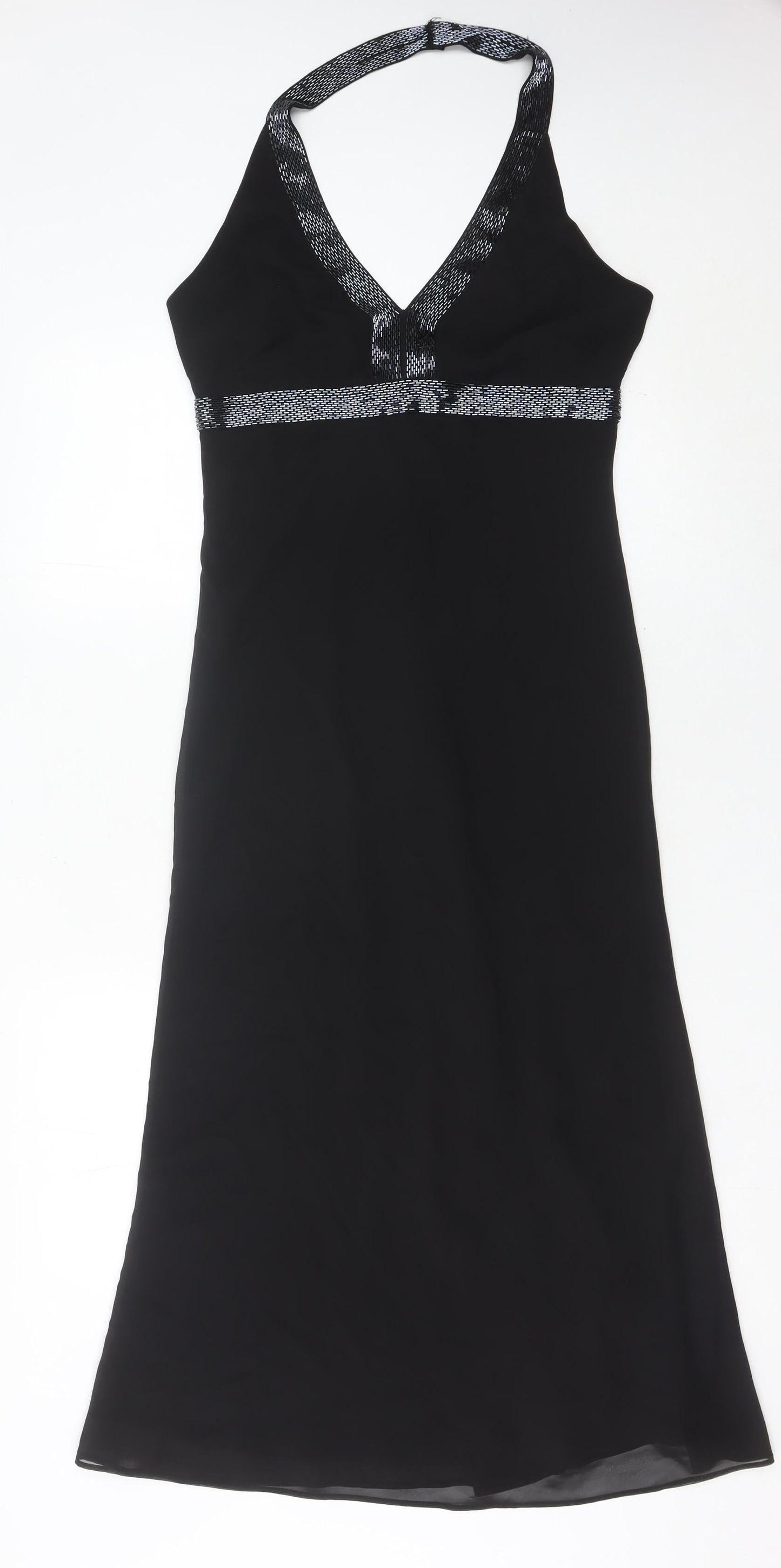 Mexx Women’s Black Halter Maxi Dress M Beaded Formal Wedding